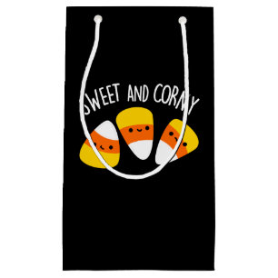 Sweet And Corny Funny Corn Kernels Pun Dark BG Small Gift Bag
