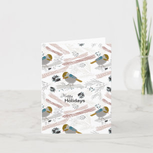 Sweet And Cute Chickadee Pattern Design Holiday Card