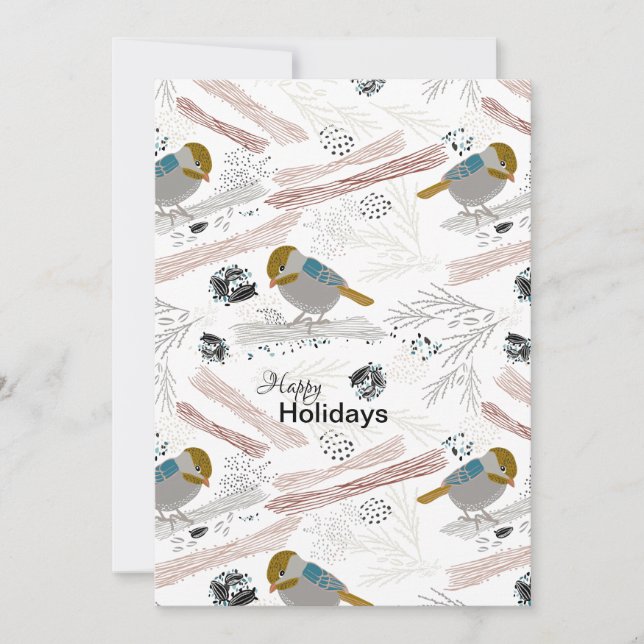 Sweet And Cute Chickadee Pattern Design Holiday Card (Front)