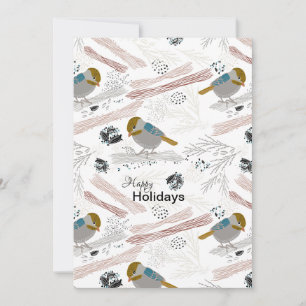 Sweet And Cute Chickadee Pattern Design Holiday Card