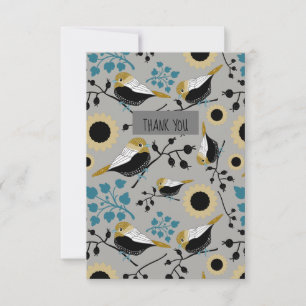 Sweet And Cute Chickadees And  Berries Thank You Card