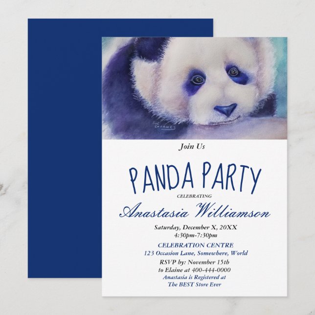 SWEET and CUTE PANDA 10TH BIRTHDAY PARTY INVITE (Front/Back)