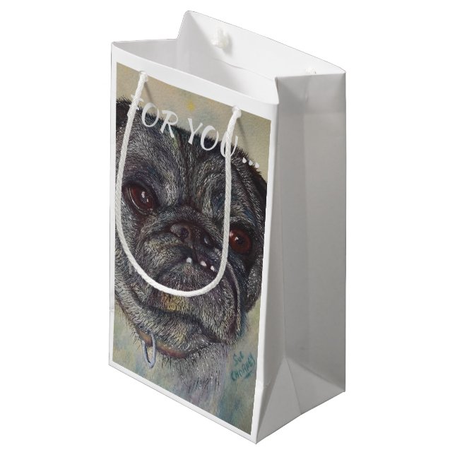 SWEET AND CUTE PUG SMALL GIFT BAG (Front Angled)