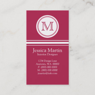 Sweet and Delicate Monogram Business Card, Pink Card