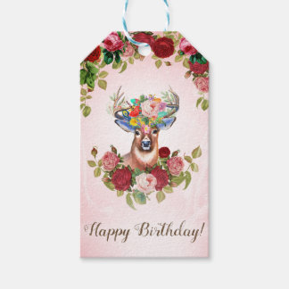 Sweet and Pink Elegant Floral Rose Dear Gift Tags