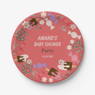 Sweet and Salty Baby Shower Red Paper Plate