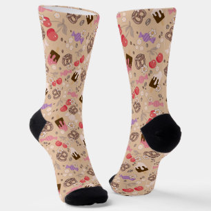 Sweet and Salty Treats Beige Pattern Socks