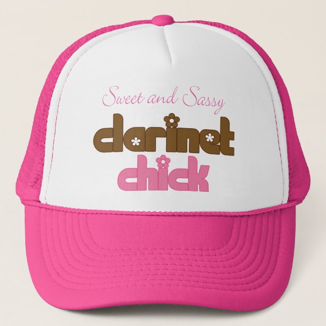 Sweet and Sassy Clarinet Chick Music Gift Trucker Hat (Front)