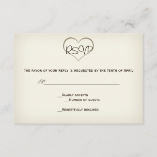 Sweet and Simple Beige RSVP Card