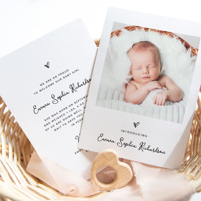 Sweet and Simple Photo and Heart | Birth Announcement (Creator Uploaded)