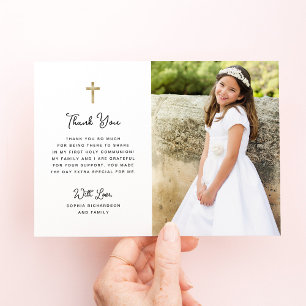 Sweet and Simple Photo First Holy Communion Thank You Card