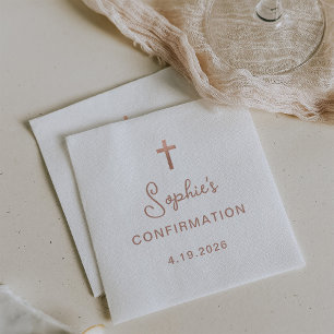 Sweet and Simple   Rose Gold Cross Confirmation Napkin