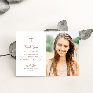 Sweet and Simple   Rose Gold Photo Confirmation Thank You Card