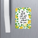 Sweet and Sour Lemon Quote Magnet<br><div class="desc">The sweet just isn't as sweet without the sour! Pretty fridge magnet features the quote nestled in a crop of watercolor lemons and leaves.</div>
