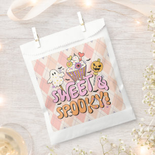 Sweet and Spooky Argyle Ghost Pumpkin Halloween Favour Bags