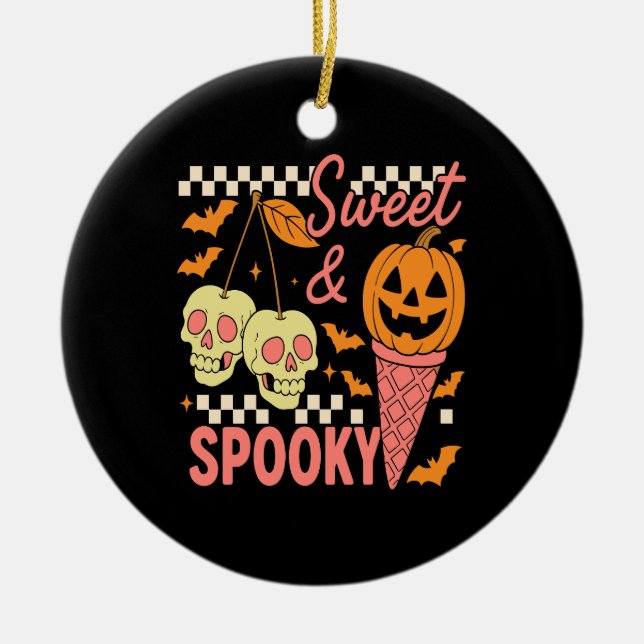 Sweet and Spooky Cute Halloween Ceramic Tree Decoration (Front)