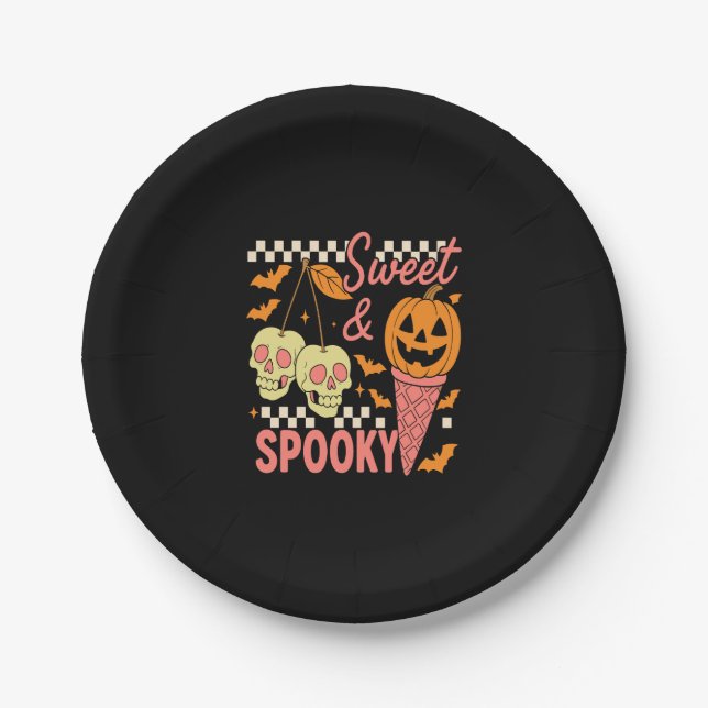 Sweet and Spooky Cute Halloween Paper Plate (Front)