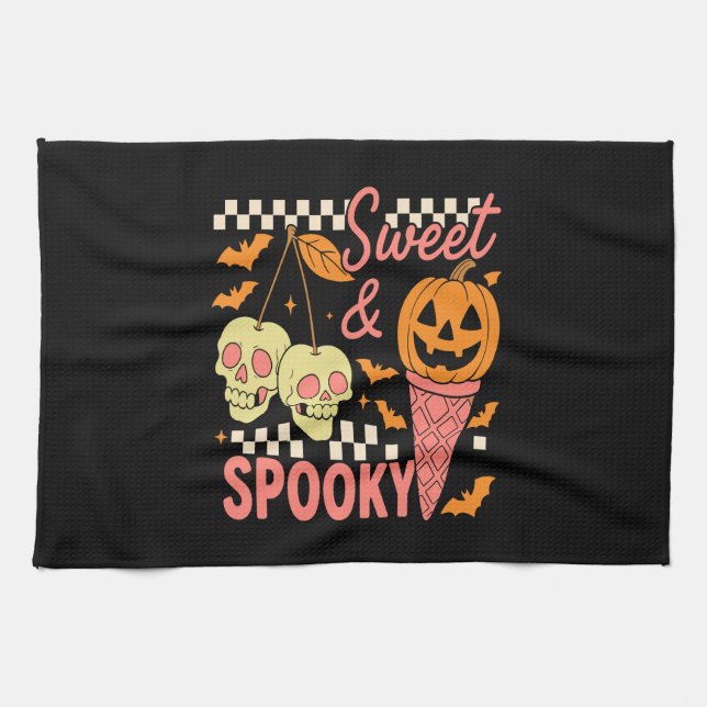 Sweet and Spooky Cute Halloween Tea Towel (Horizontal)