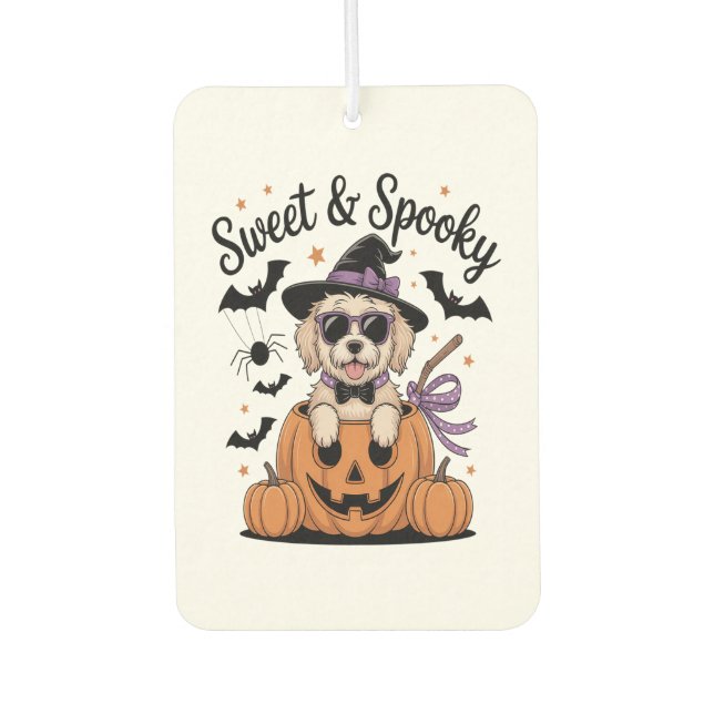Sweet and Spooky Dog Halloween Car Air Freshener (Front)