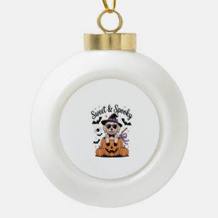 Sweet and Spooky Dog Halloween Ceramic Ball Christmas Ornament
