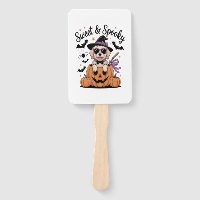 Sweet and Spooky Dog Halloween Hand Fan (Front)