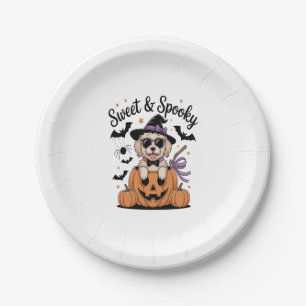 Sweet and Spooky Dog Halloween Paper Plate