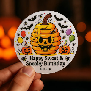 Sweet and Spooky Halloween Birthday Party Favor Classic Round Sticker