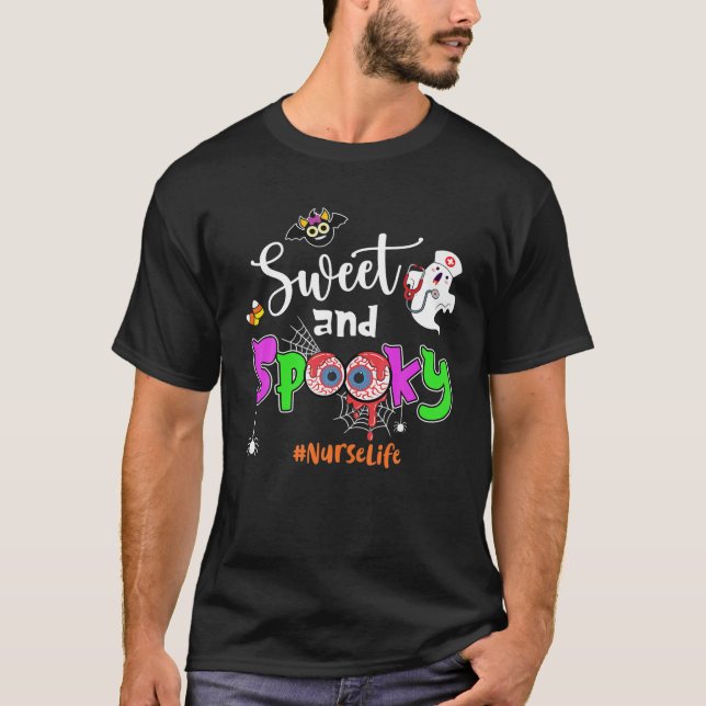Sweet And Spooky Nurse Life Stethoscope Halloween T-Shirt (Front)