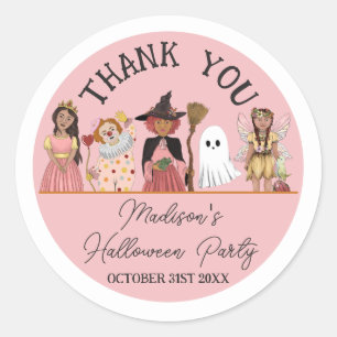 Sweet and Spooky Pink Halloween Costume Party Classic Round Sticker