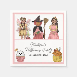 Sweet and Spooky Pink Halloween Costume Party Napkin