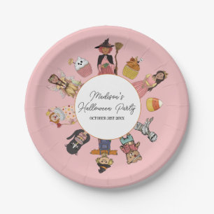 Sweet and Spooky Pink Halloween Costume Party  Paper Plate