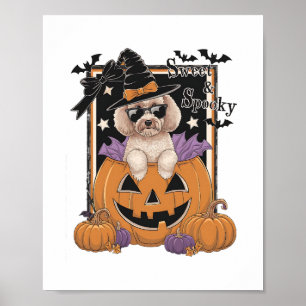 Sweet and Spooky Poodle and Pumpkin Poster