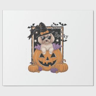 Sweet and Spooky Poodle and Pumpkin Wrapping Paper