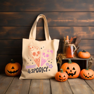 Sweet and Spooky Retro Groovy Halloween Tote Bag