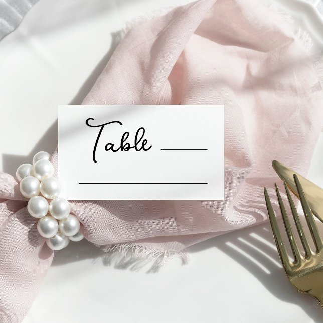 Sweet and Whimsical | Black and White Wedding Flat Place Card (Sweet and whimsical, black and white place cards for your wedding guests)
