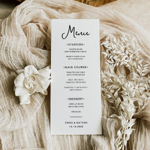 Sweet and Whimsical Black and White Wedding Menu