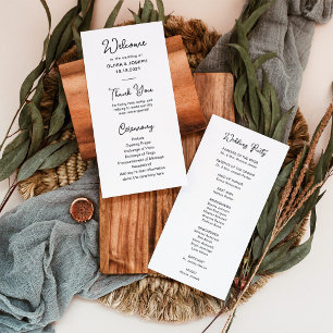 Sweet and Whimsical Black and White   Wedding Programme