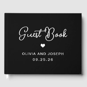 Sweet and Whimsical Black   Wedding Guest Book