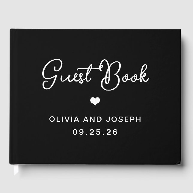 Sweet and Whimsical Black | Wedding Guest Book (Front)