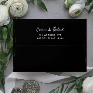 Sweet and Whimsical   Simple Black Wedding Envelope