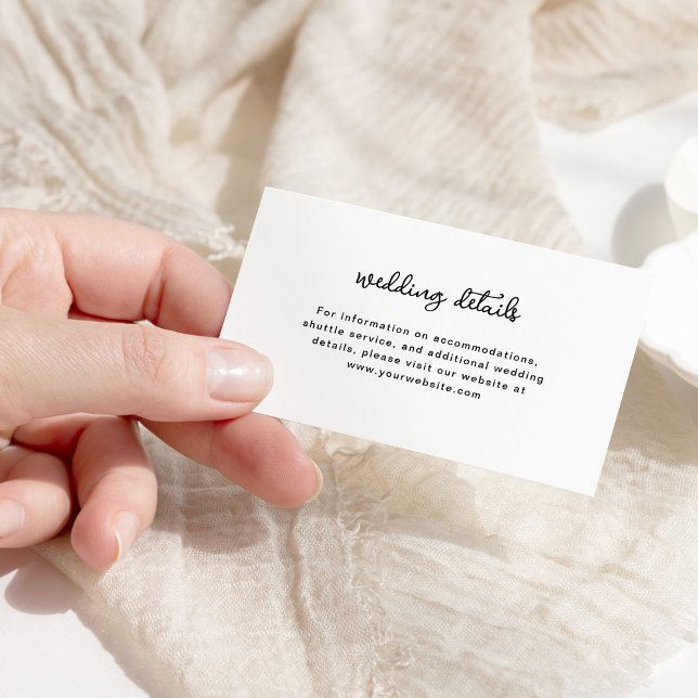 Sweet and Whimsical | Wedding Details Enclosure Card (A sweet and simple, black and white wedding details card)