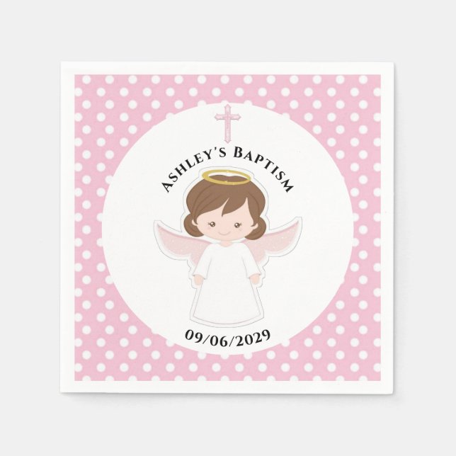 Sweet Angel Baptism First Communion Party Napkin (Front)