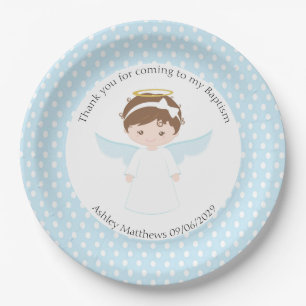 Sweet Angel Baptism First Communion Party Paper Plate