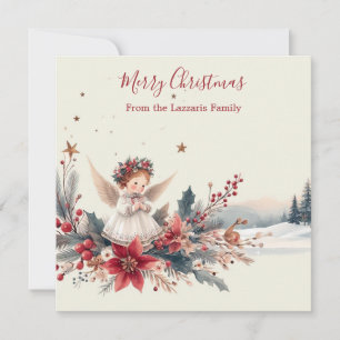 Sweet Angel Christmas Watercolor Image Holiday Card