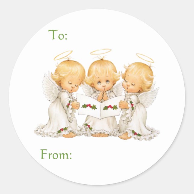 Sweet Angels Christmas Gift Classic Round Sticker (Front)