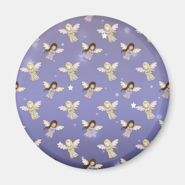 Sweet Angels in the Stars Pattern Magnet (Front)