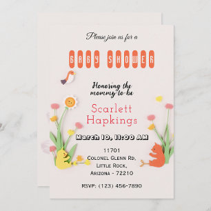 Sweet Animal and Floral Baby Shower Card