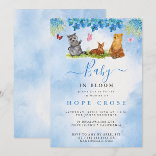 Sweet Animals Girl Baby in Bloom Baby Shower Invitation
