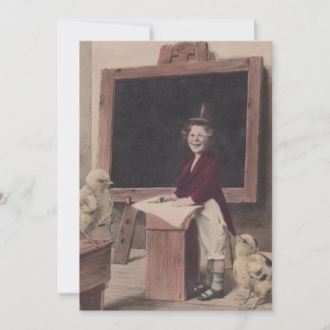 Sweet Antique School Teacher Education Invitations (Front)