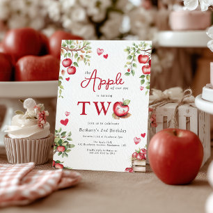 Sweet Apple Of Our Eye 2nd Birthday Invitation